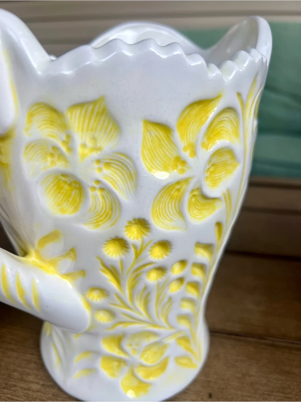 Vintage 1970s Yellow Floral Pitcher with 2 Cups | Cottagecore Decor